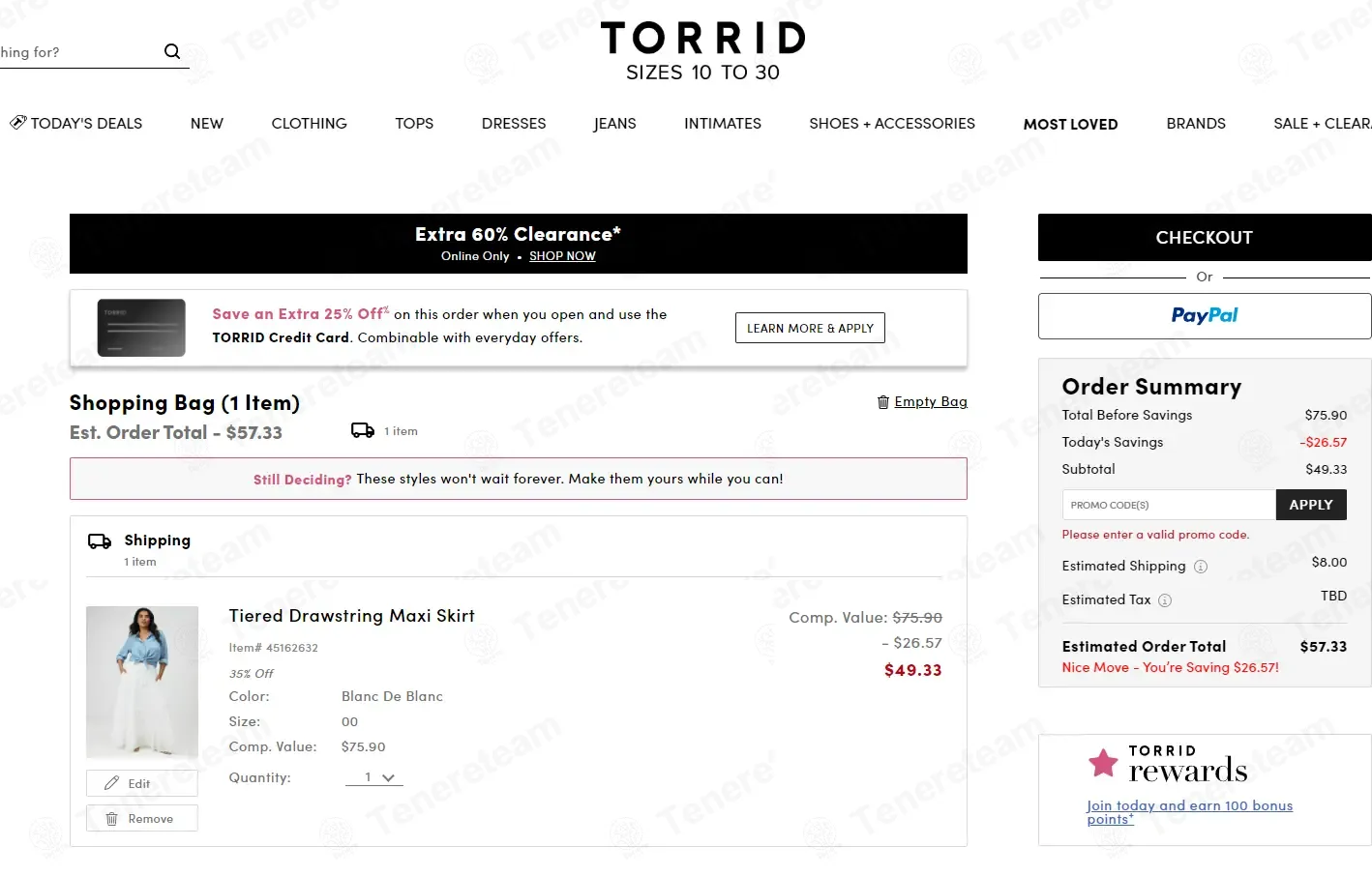 Torrid coupon code: 10% off with SG97XLKS3N. Tested and valid as 2 months ago.