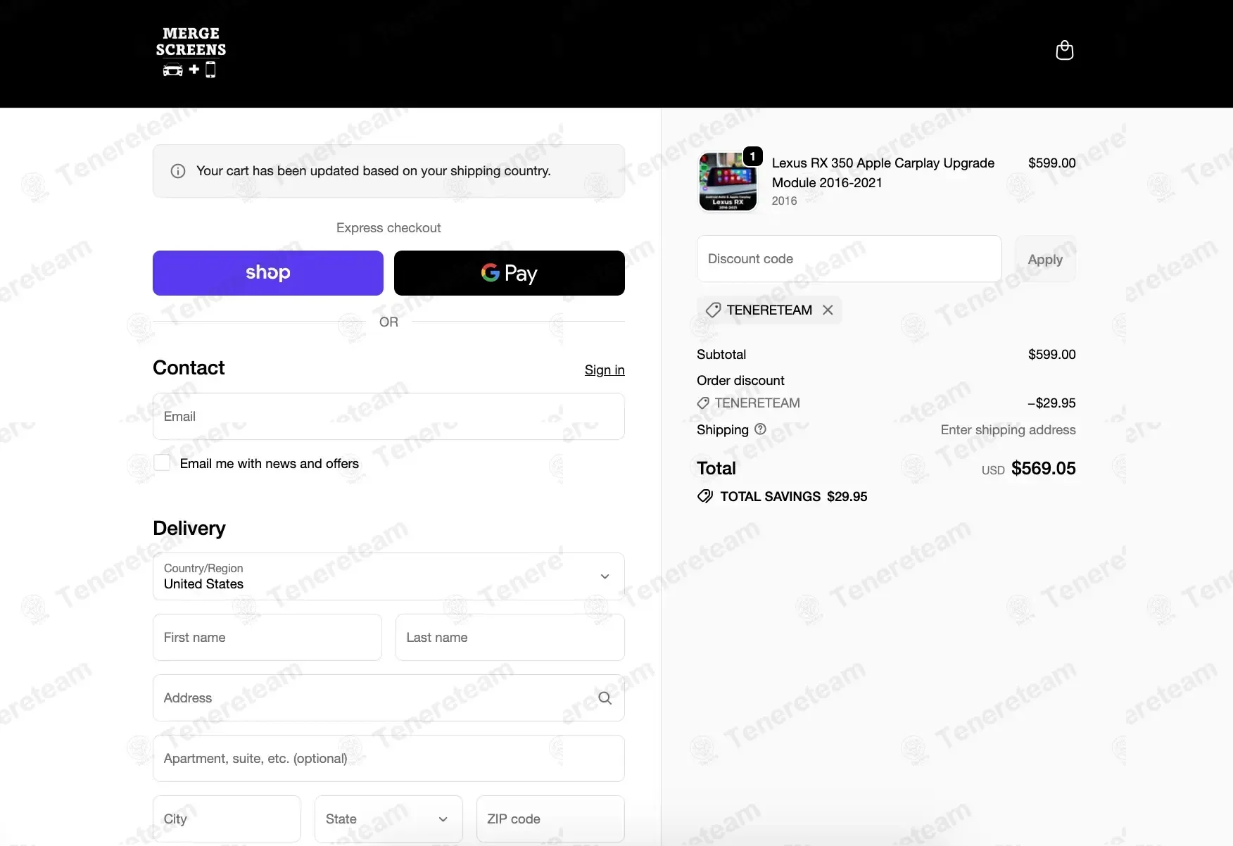 Merge Screens coupon code verified as working at checkout