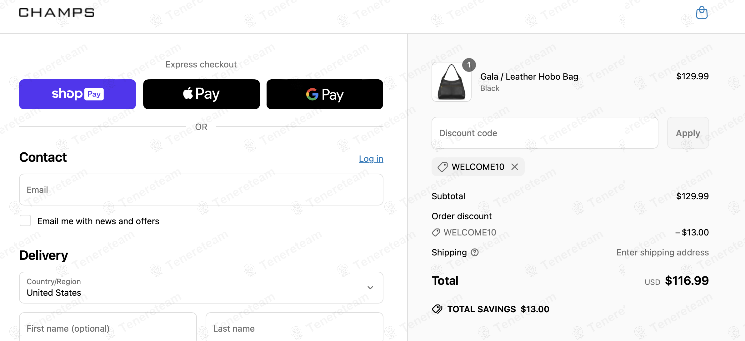 Champs Luggage coupon code: 10% off with WELCOME10. Tested and valid as 1 year ago.
