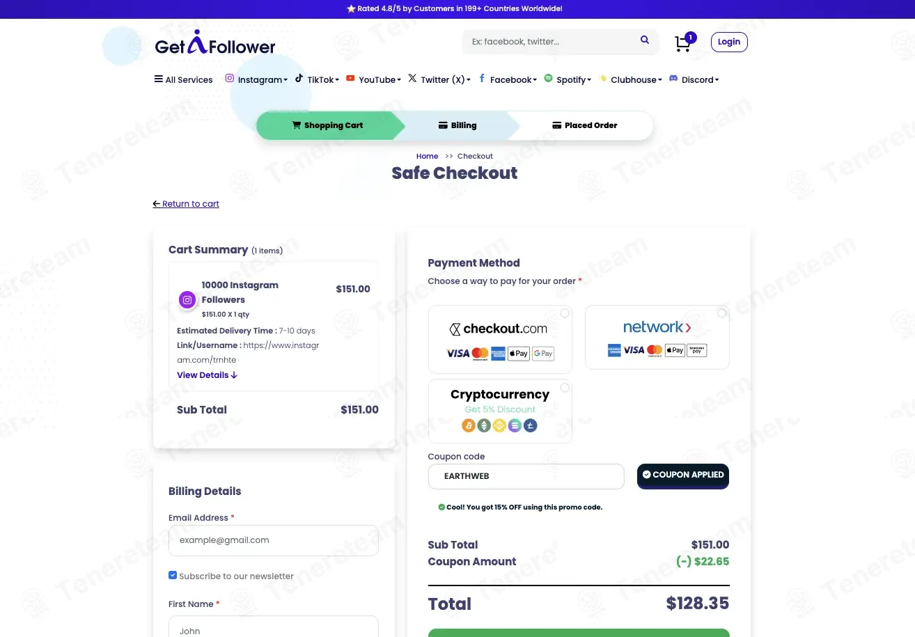GetAFollower coupon code: 15% off with EARTHWEB. Tested and valid as 2 weeks ago.