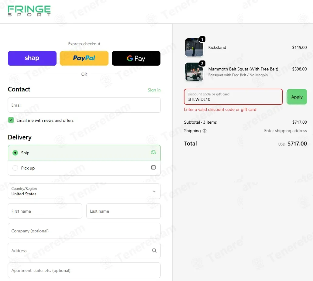 Fringe Sport coupon code: 8% off with SITEWIDE10. Tested and valid as 5 months ago.