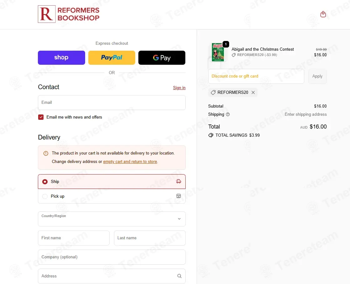 Reformers Bookshop coupon code: 20% off with REFORMERS20. Tested and valid as 7 months ago.