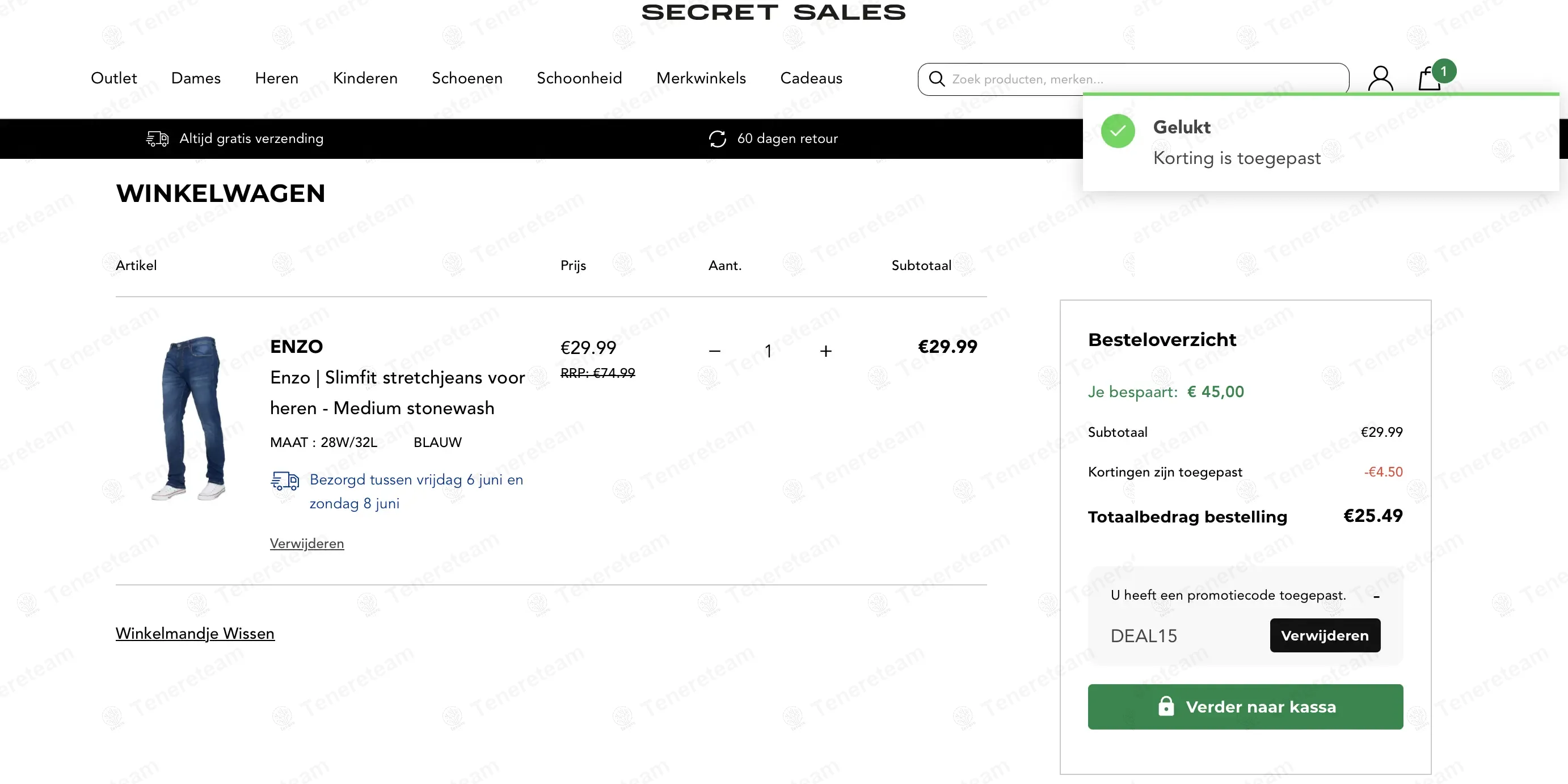 Secret Sales NL coupon code: 15% off with DEAL15. Tested and valid as 1 year ago.