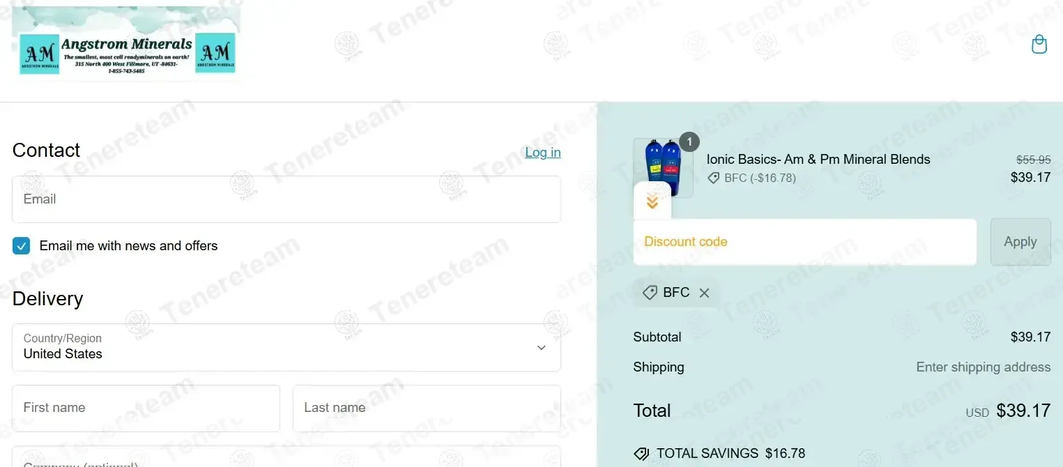 Angstrom Minerals coupon code: 30% off with BFC. Tested and valid as 2 months ago.