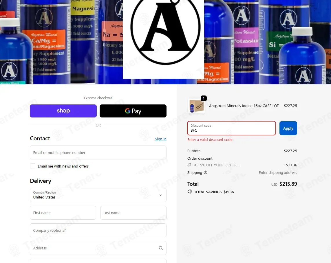 Angstrom Minerals coupon code: 30% off with BFC. Tested and valid as 2 months ago.