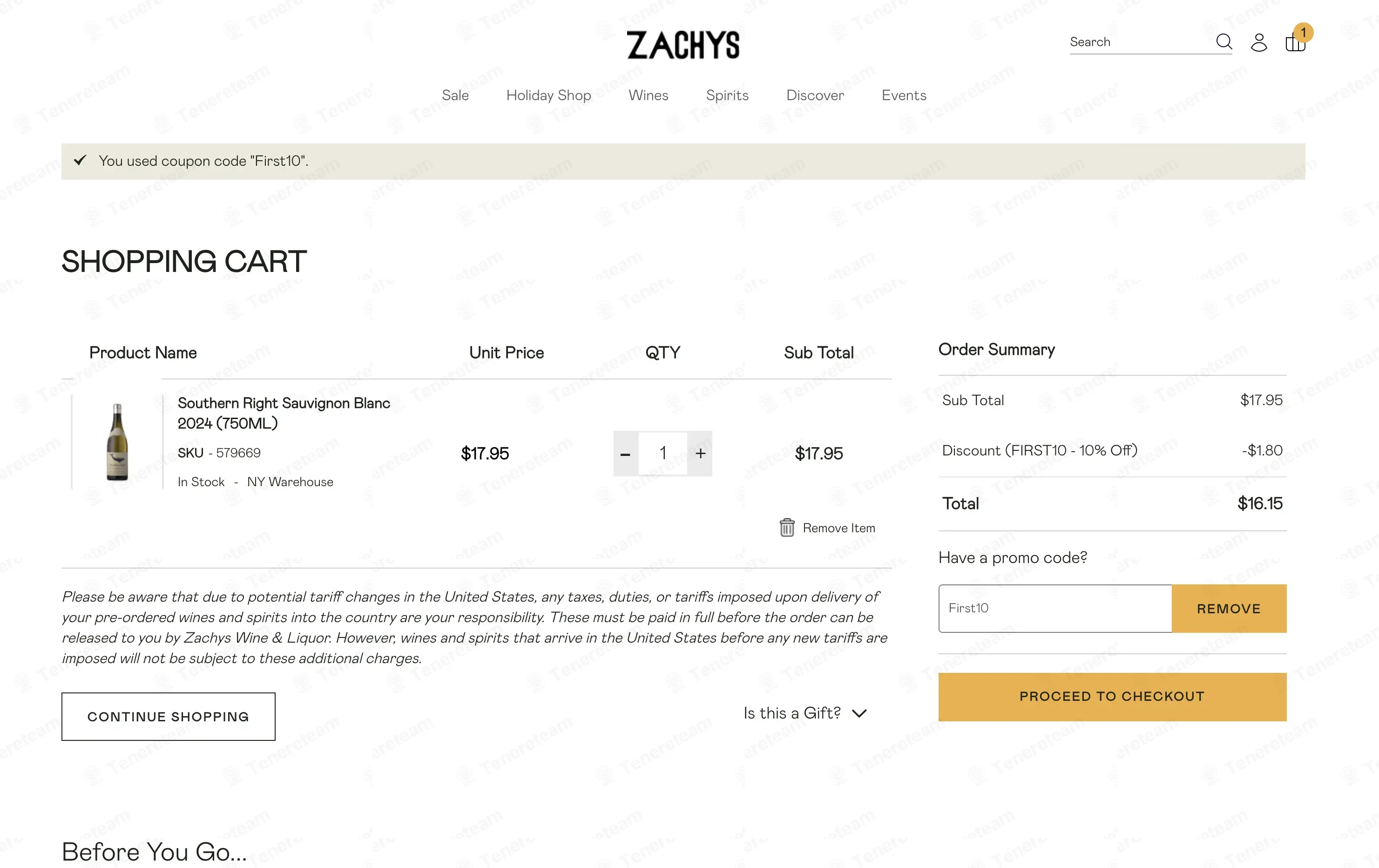 Zachys Wine & Liquor coupon code: 10% off with FIRST10. Tested and valid as 7 months ago.