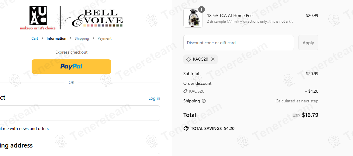 Makeup Artists Choice coupon code: 20% off with KAOS20. Tested and valid as 1 year ago.