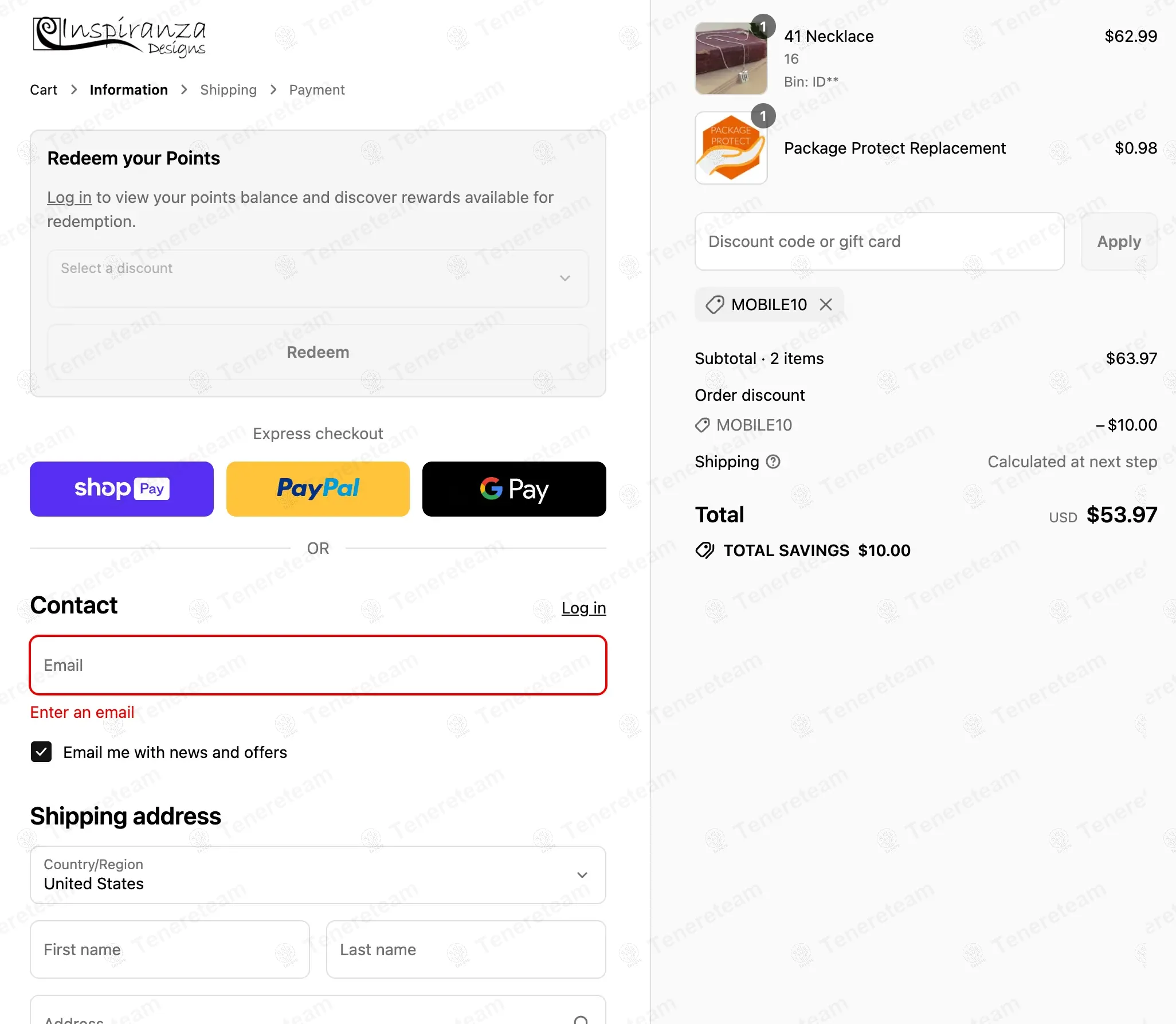 Inspiranza Designs coupon code: $10 off with MOBILE10. Tested and valid as 10 months ago.