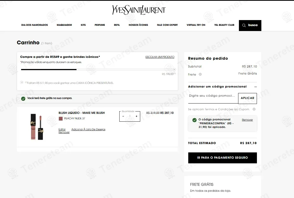Yslbeauty BR coupon code: 10% off with PRIMEIRACOMPRA. Tested and valid as 1 year ago.