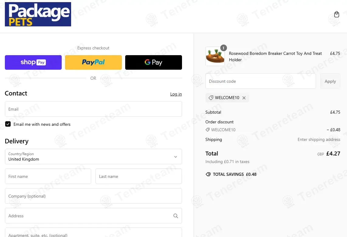 Package Pets coupon code: 10% off with WELCOME. Tested and valid as 10 months ago.