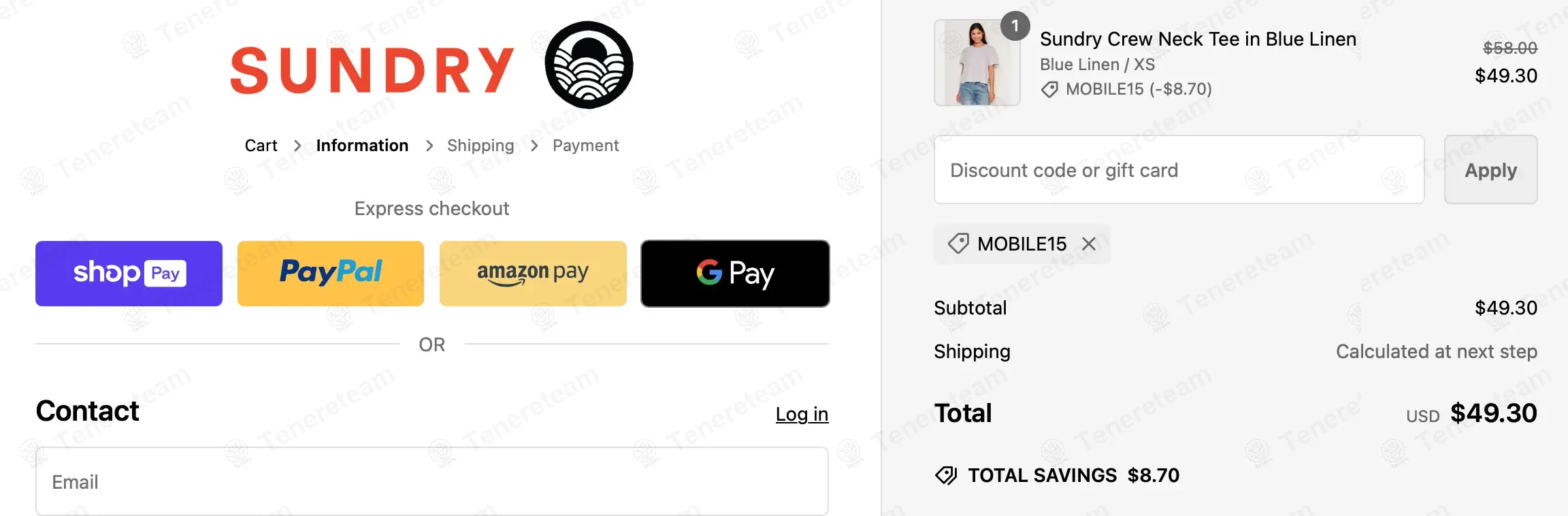 Sundry Clothing coupon code: 15% off with MOBILE15. Tested and valid as 1 year ago.