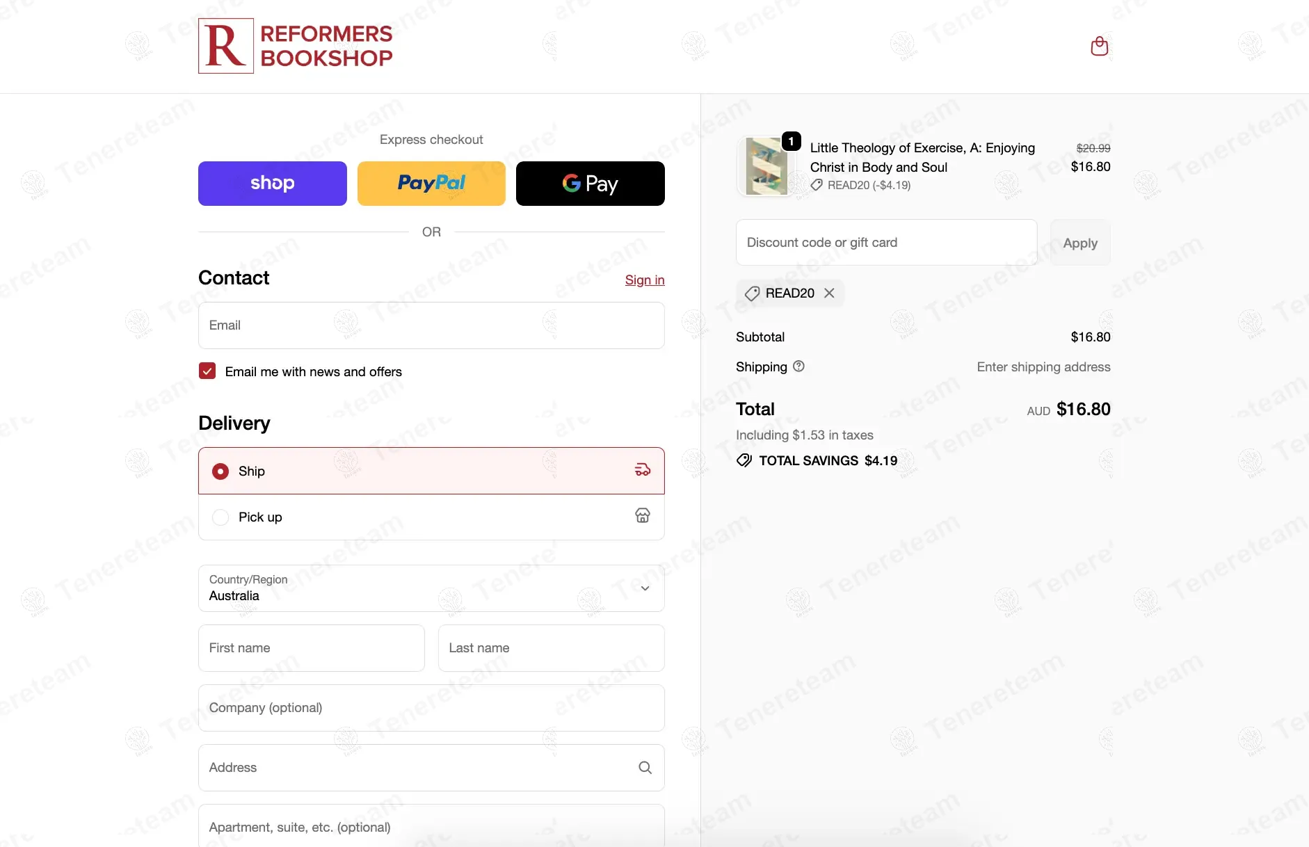 Reformers Bookshop coupon code: 20% off with READ20. Tested and valid as 7 months ago.