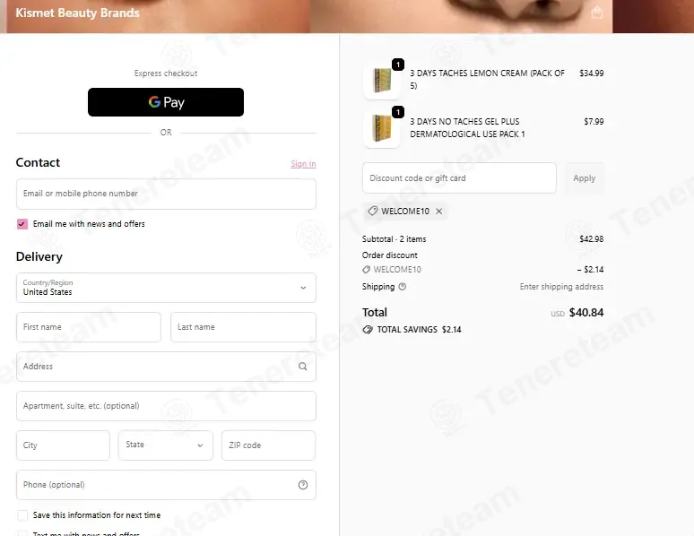 Kismet Beauty Brands coupon code: 5% off with WELCOME10. Tested and valid as 3 months ago.