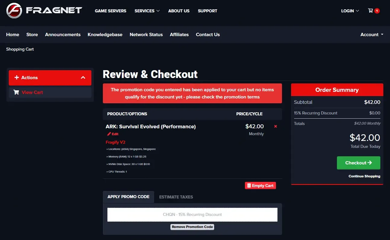 Fragnet coupon code: 15% off with CHQN. Tested and valid as 4 months ago.
