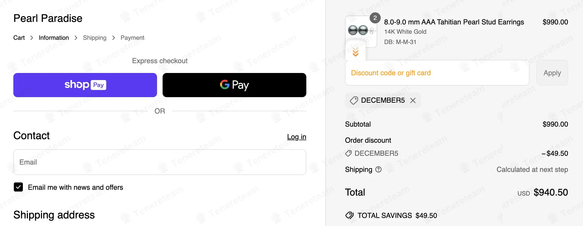 Pearl Paradise coupon code: 5% off with DECEMBER5. Tested and valid as 1 year ago.