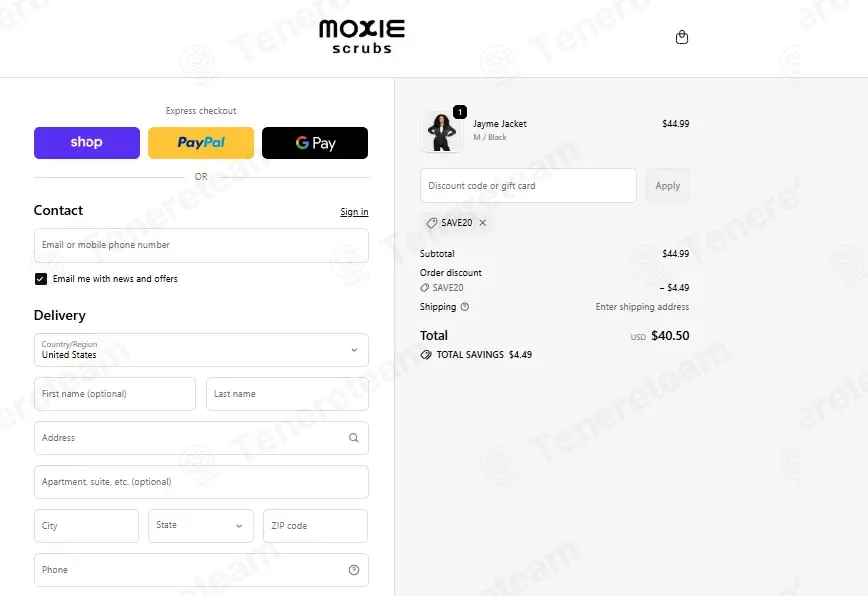 Moxie Scrubs coupon code: 10% off with SAVE20. Tested and valid as 1 week ago.