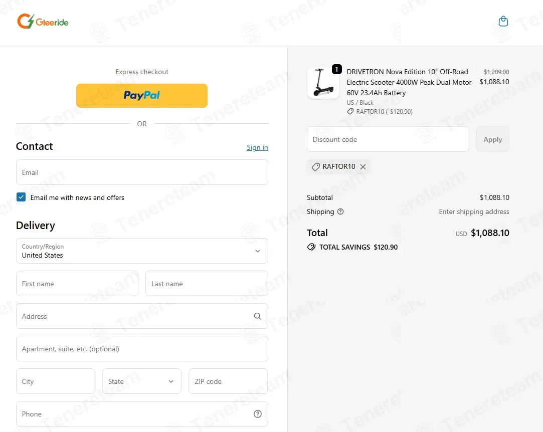 Gleeride coupon code re-checked and confirmed working at checkout