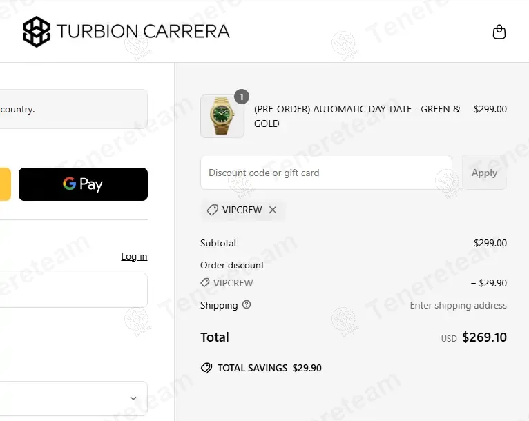 Turbion Carrera apply coupon code