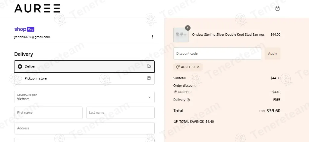 Auree Jewellery coupon code: 10% off with AUREE10. Tested and valid as 1 year ago.