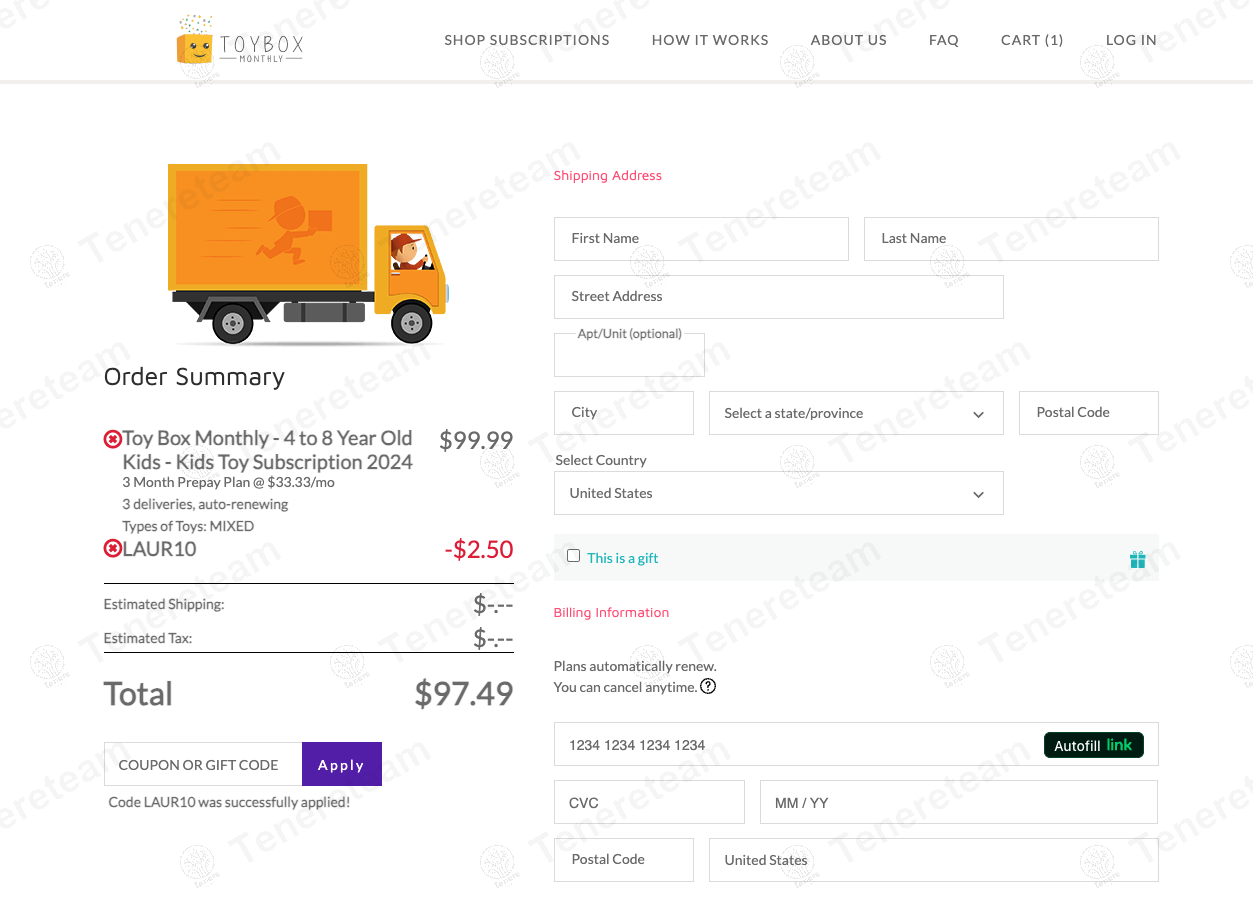 Toy Box Monthly coupon code: 10% off with LAUR10. Tested and valid as 1 year ago.