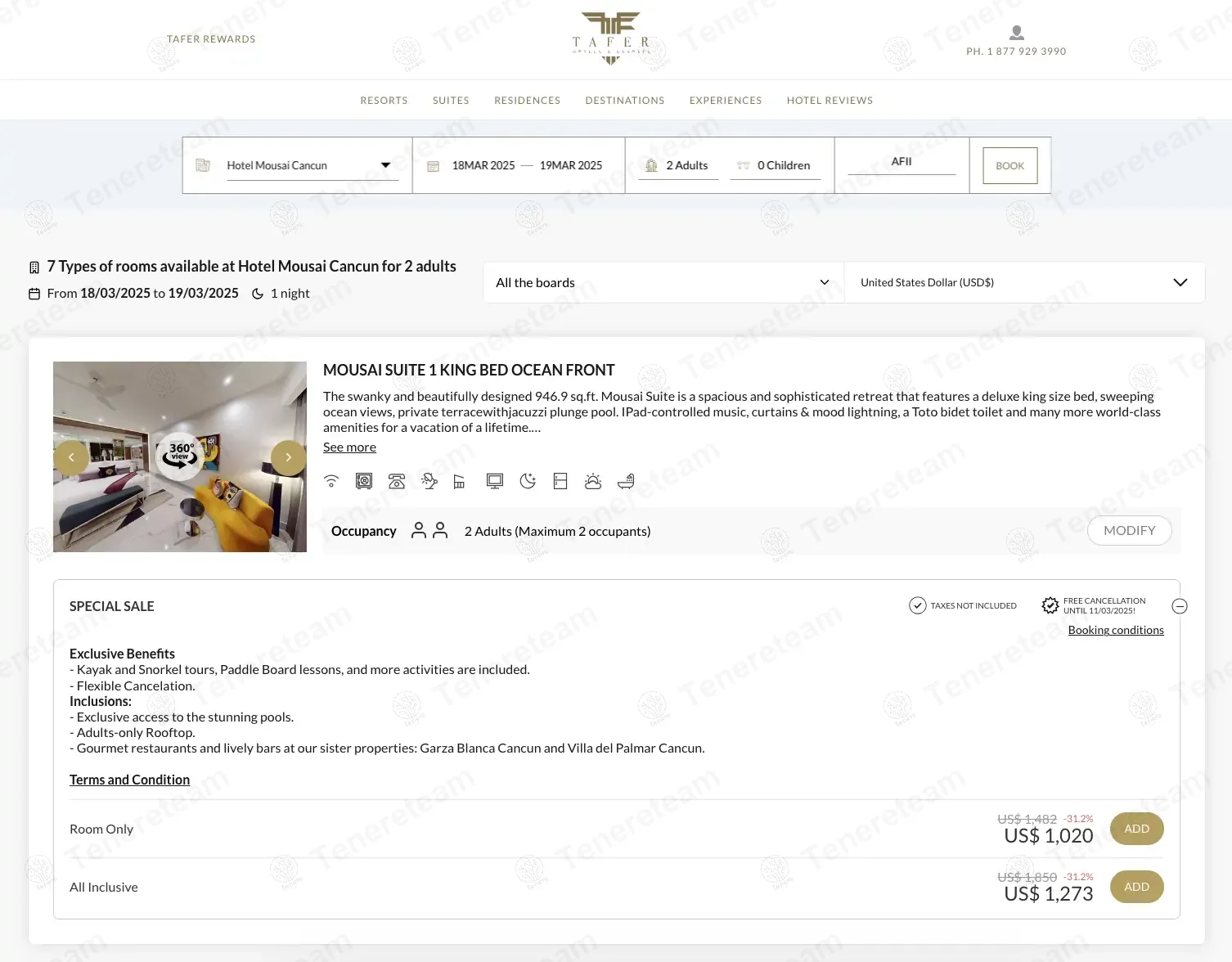 TAFER Hotels & Resorts coupon code: 31% off with AFII. Tested and valid as 1 year ago.