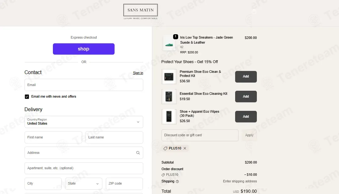 SANS MATIN USA coupon code: $10 off with PLUS10. Tested and valid as 2 weeks ago.
