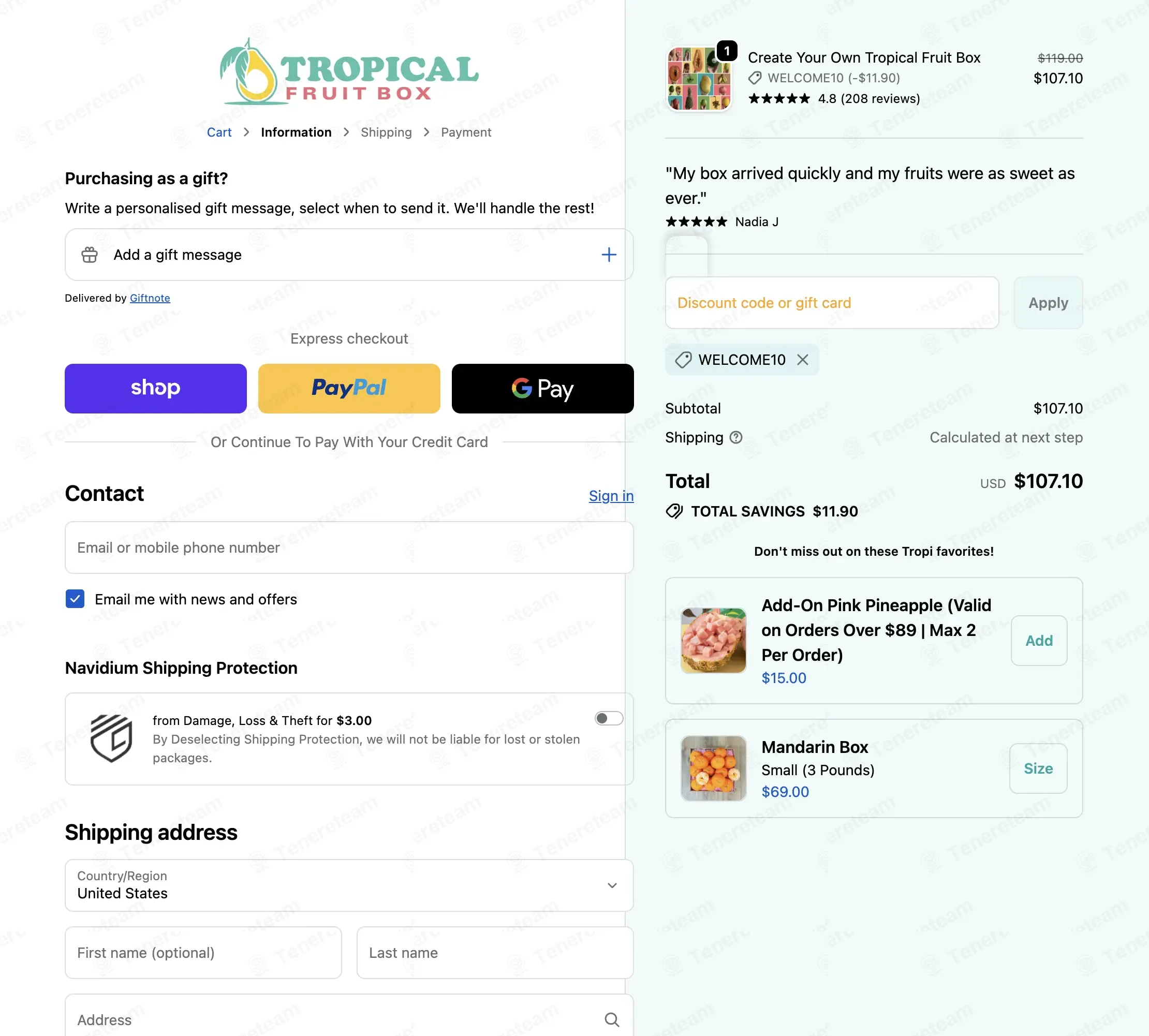 Tropical Fruit Box coupon code: 10% off with WELCOME10. Tested and valid as 6 days ago.