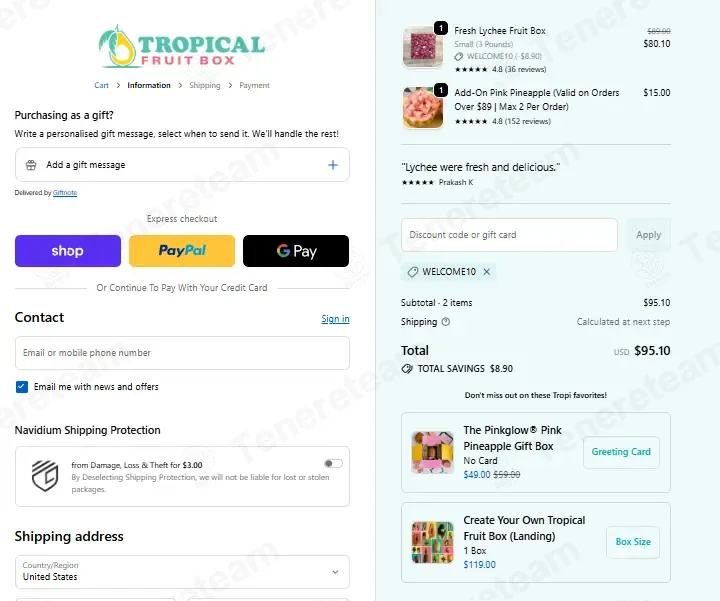 Tropical Fruit Box coupon code: 10% off with WELCOME10. Tested and valid as 6 days ago.