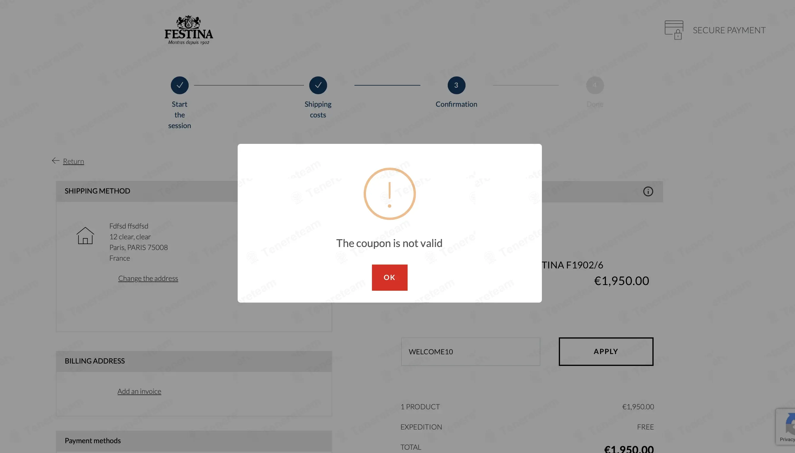 Festina coupon code: 10% off with WELCOME10. Tested and valid as 4 months ago.
