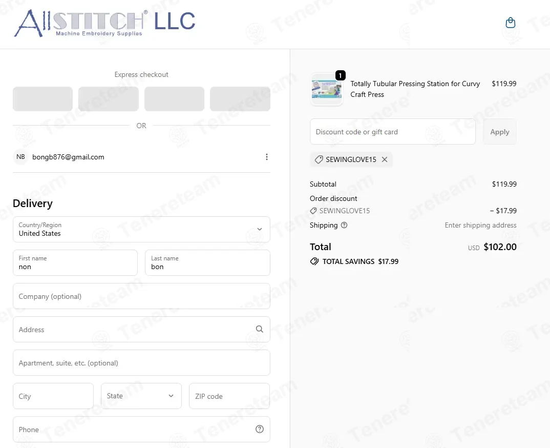 Allstitch coupon code: 15% off with SEWINGLOVE15. Tested and valid as 7 months ago.