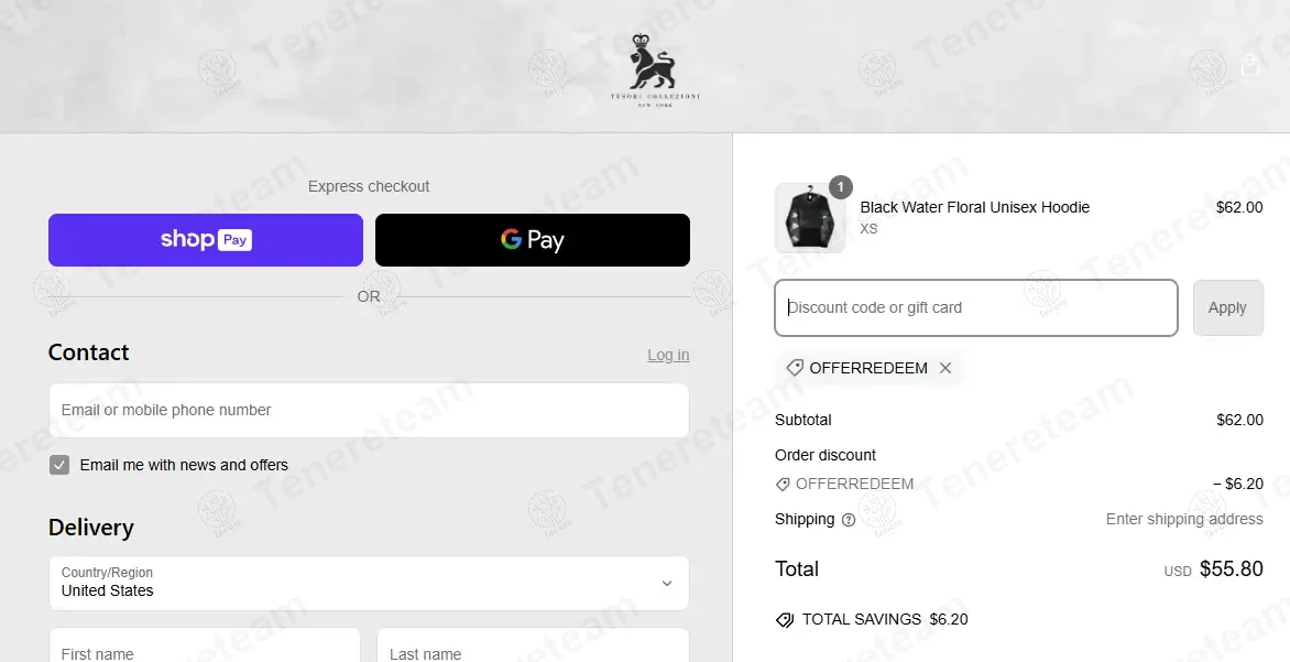 Tesori Collezioni coupon code: 10% off with OFFERREDEEM. Tested and valid as 1 year ago.