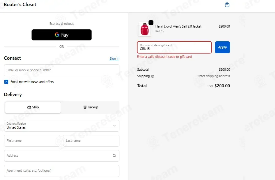 Boater's Closet coupon code: 15% off with GRU15. Tested and valid as 2 months ago.