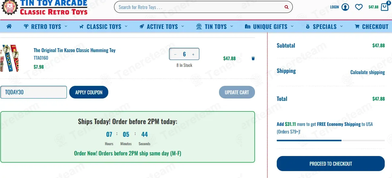 Tin Toy Arcade coupon code: 30% off with TQDAY30. Tested and valid as 3 months ago.