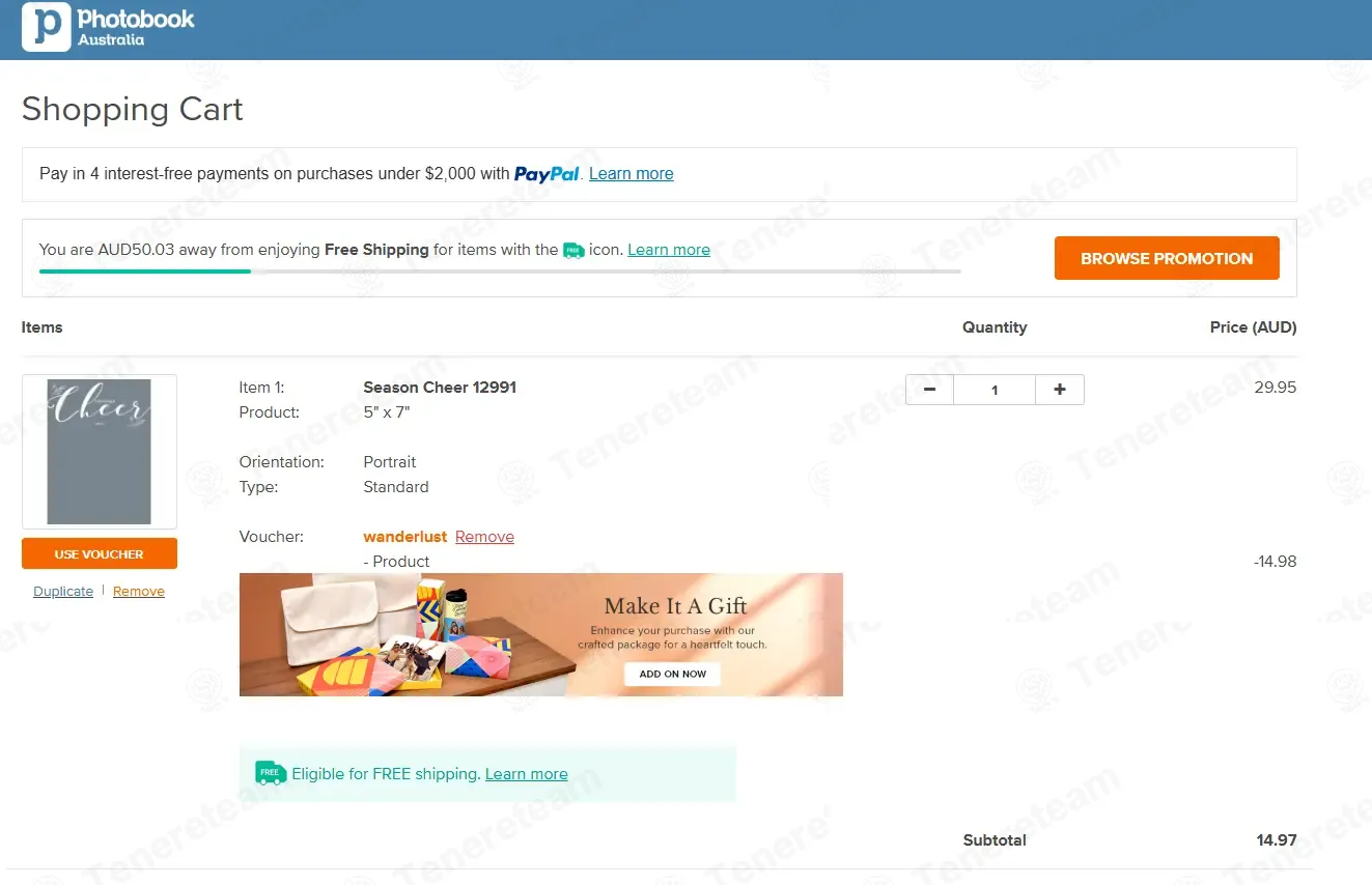 Photobook Australia coupon code: 65% off with WANDERLUST. Tested and valid as 4 weeks ago.