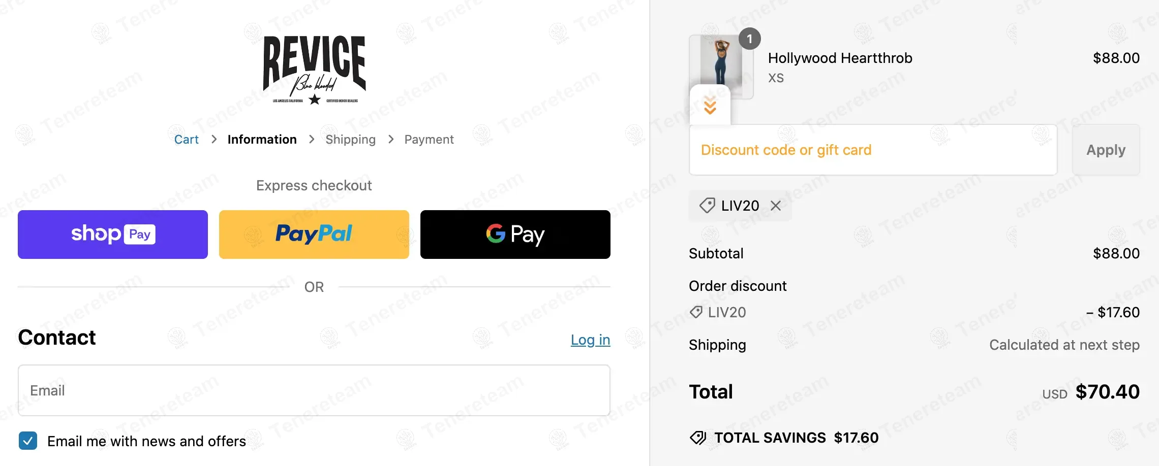 Revice Denim coupon code: 20% off with LIV20. Tested and valid as 9 months ago.