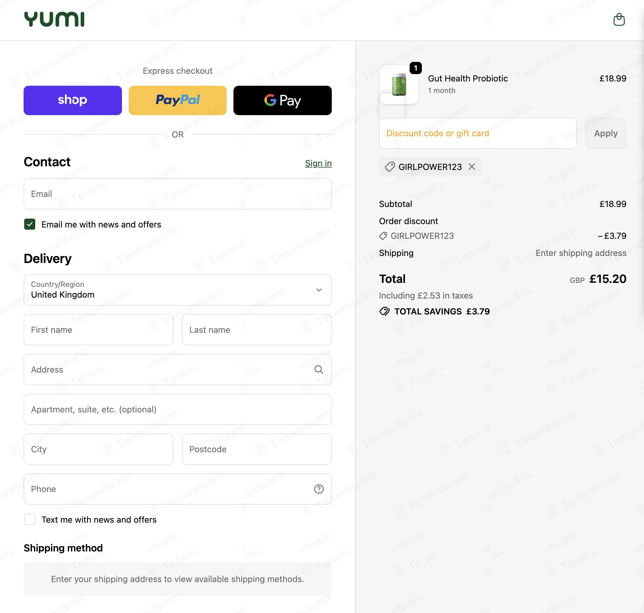 Yumi Nutrition coupon code: 20% off with GIRLPOWER123. Tested and valid as 1 month ago.
