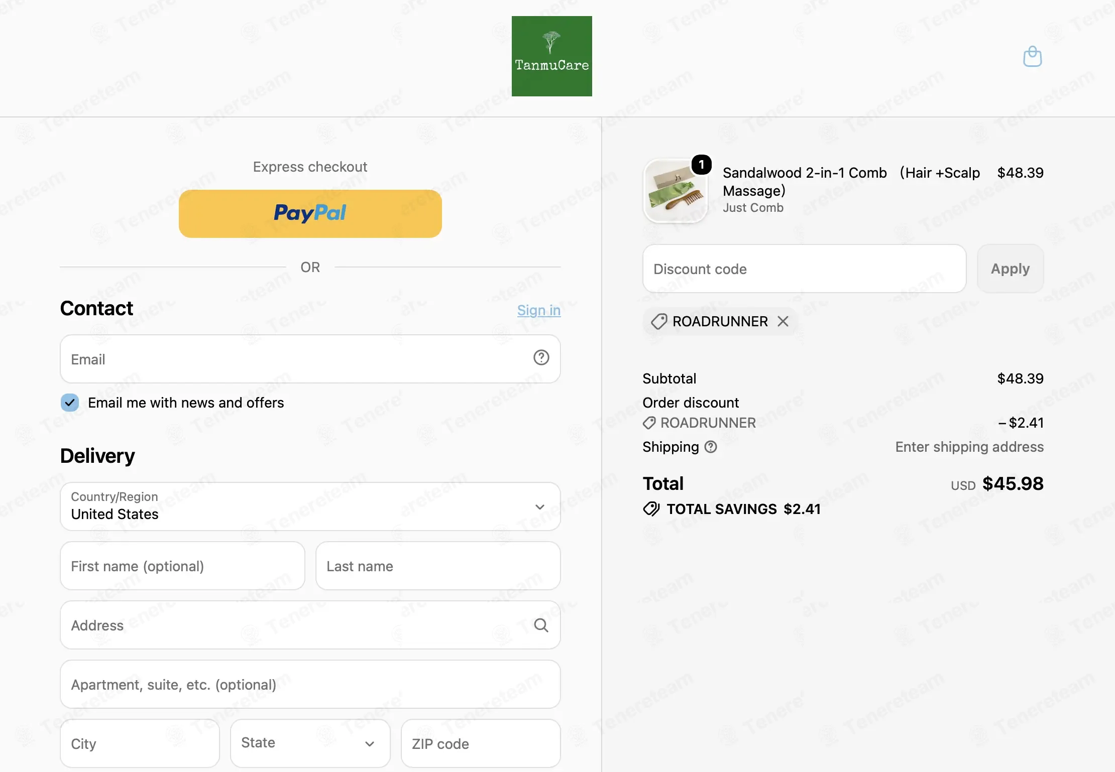 TanmuCare coupon code verified as working at checkout