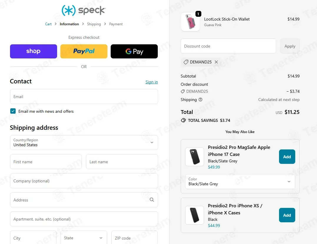 Speck Products apply coupon code