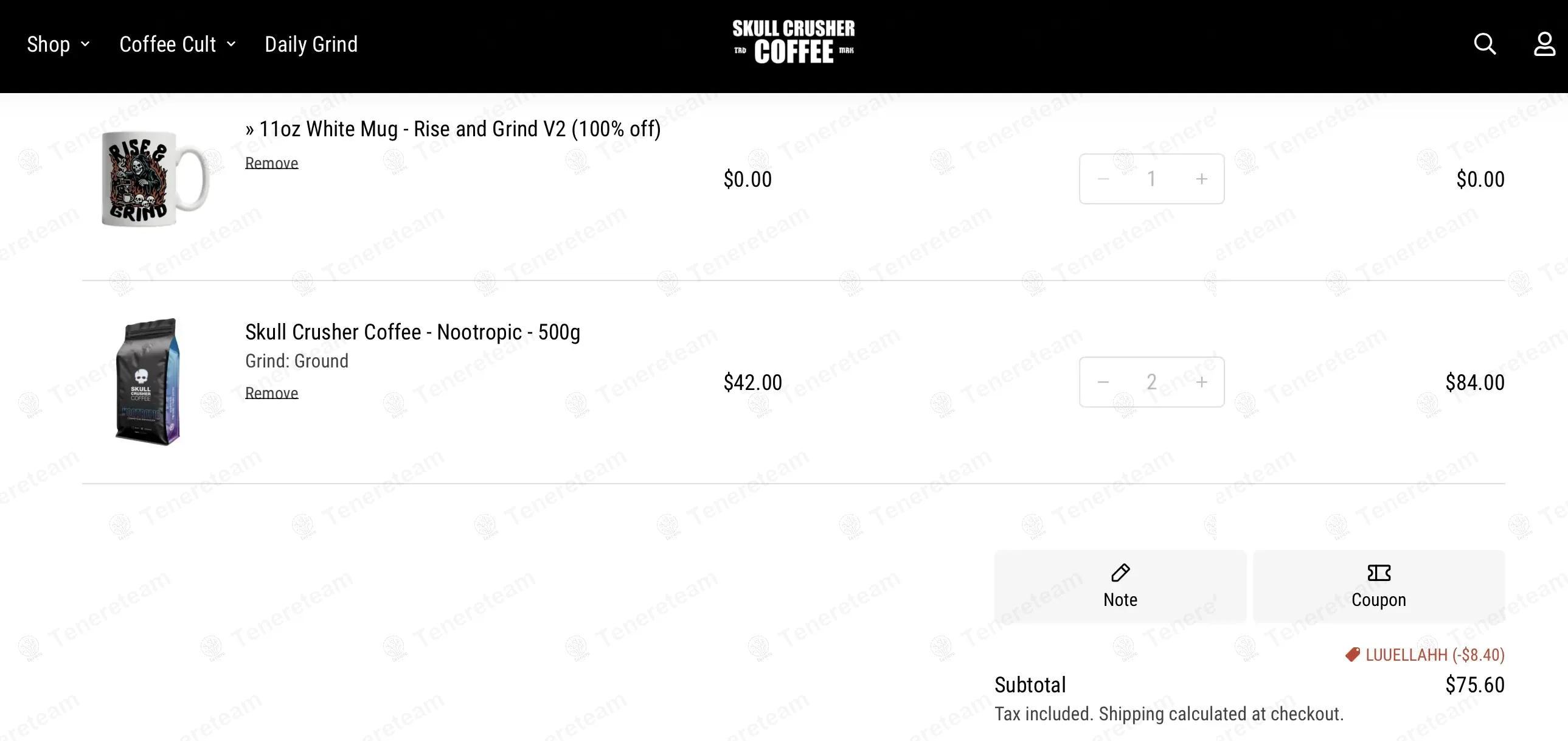 Skull Crusher Coffee coupon code: 10% off with LUUELLAHH. Tested and valid as 1 year ago.