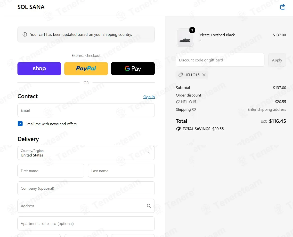 Sol Sana AU coupon code: 15% off with HELLO15. Tested and valid as 2 days ago.