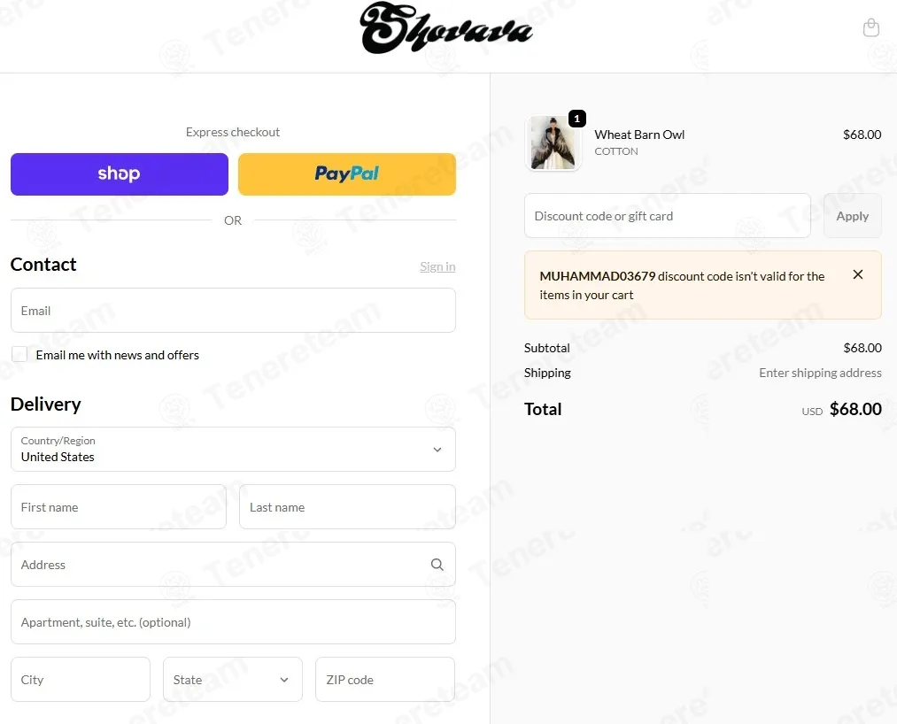 Shovava coupon code: 20% off with MUHAMMAD03679. Tested and valid as 4 weeks ago.