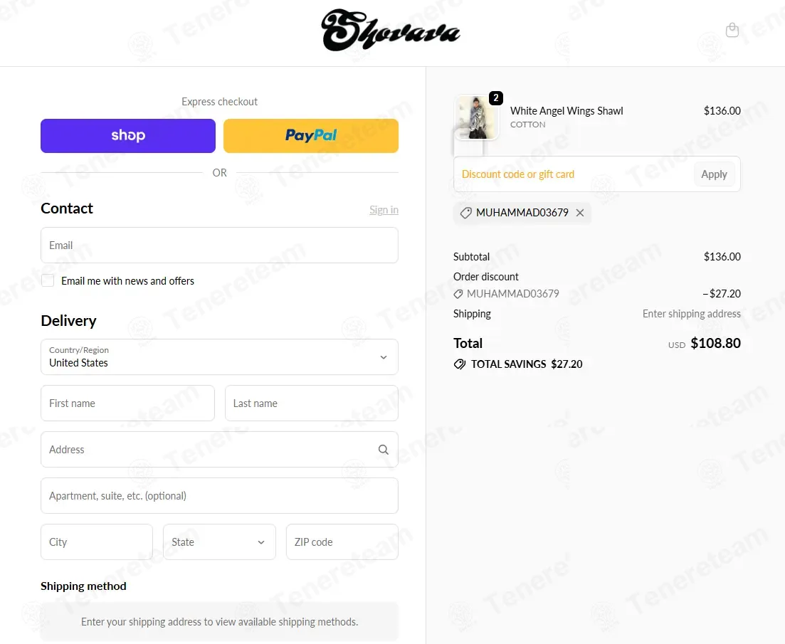 Shovava coupon code: 20% off with MUHAMMAD03679. Tested and valid as 4 weeks ago.