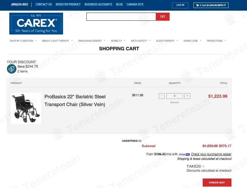 Carex coupon code: 20% off with TAKE20. Tested and valid as 10 months ago.
