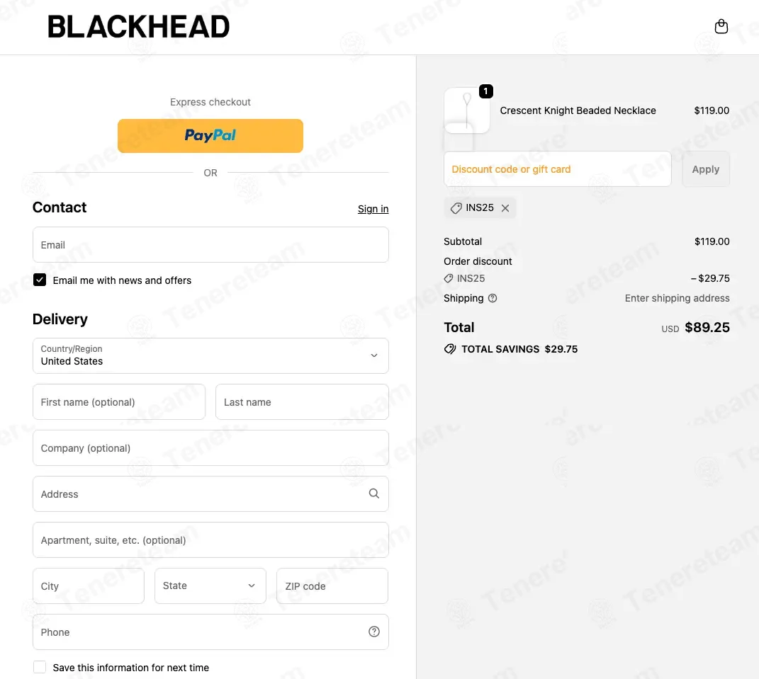 Blackheadshop coupon code: 25% off with INS25. Tested and valid as 1 month ago.