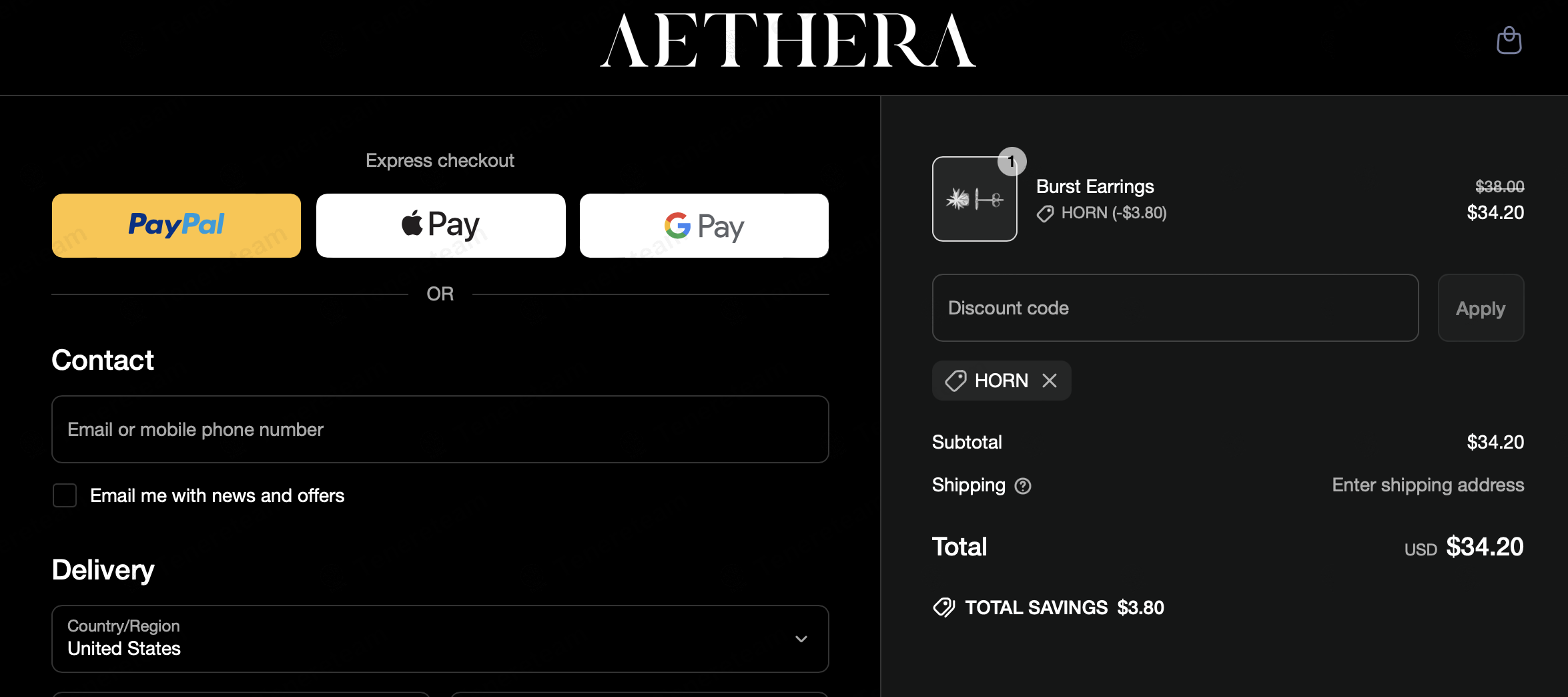 Aetheradesign coupon code: 10% off with HORN. Tested and valid as 1 year ago.