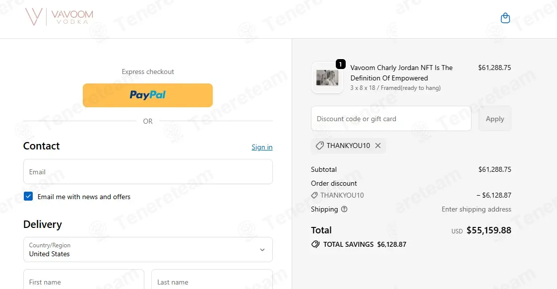 Vavoom Vodka coupon code: 10% off with THANKYOU10. Tested and valid as 2 months ago.