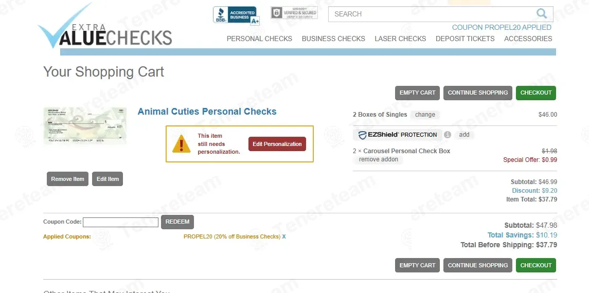Extra Value Checks coupon code: 20% off with PROPEL20. Tested and valid as 1 month ago.