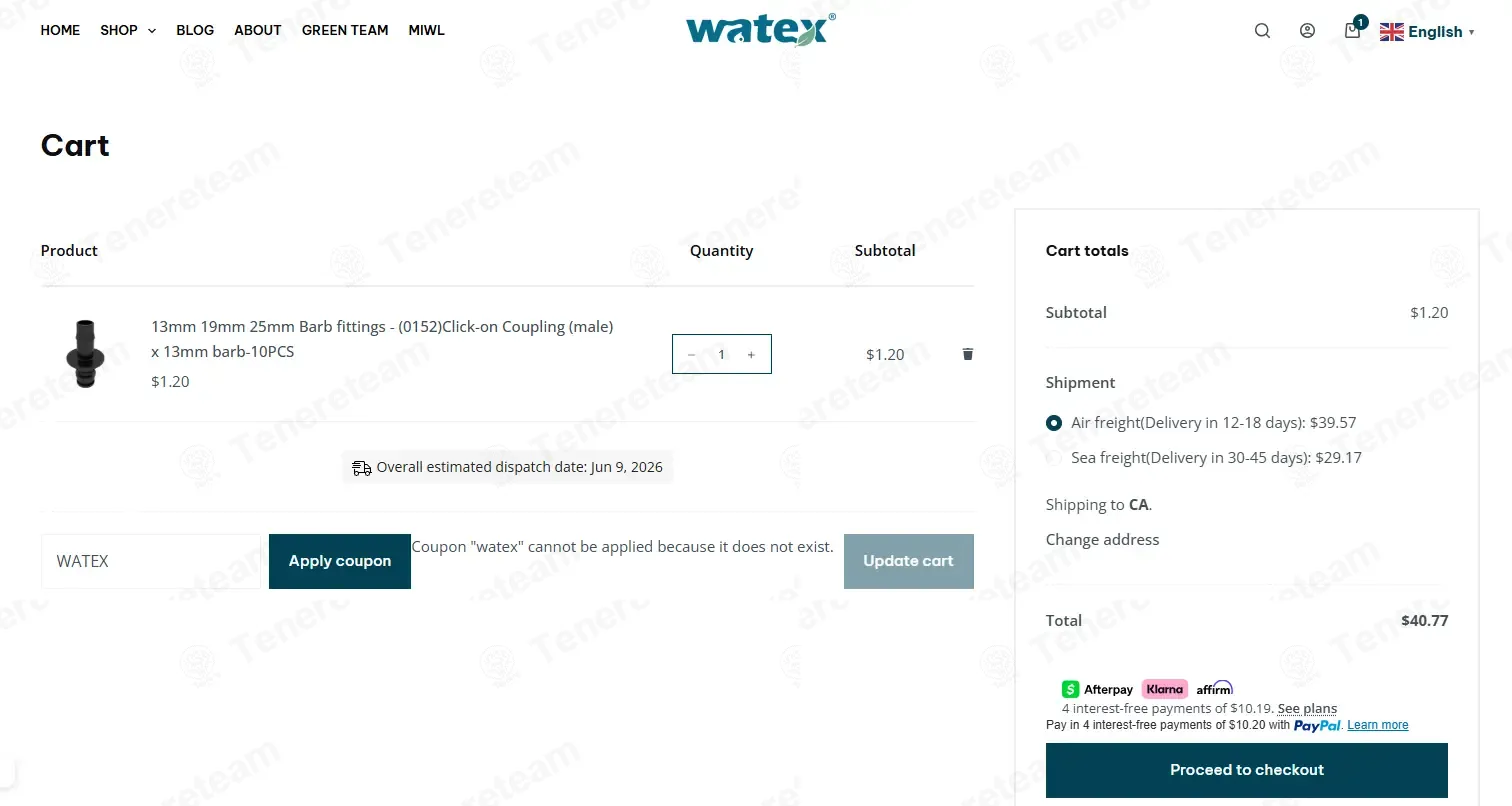 Watex Green Living coupon code: 10% off with WATEX. Tested and valid as 3 months ago.