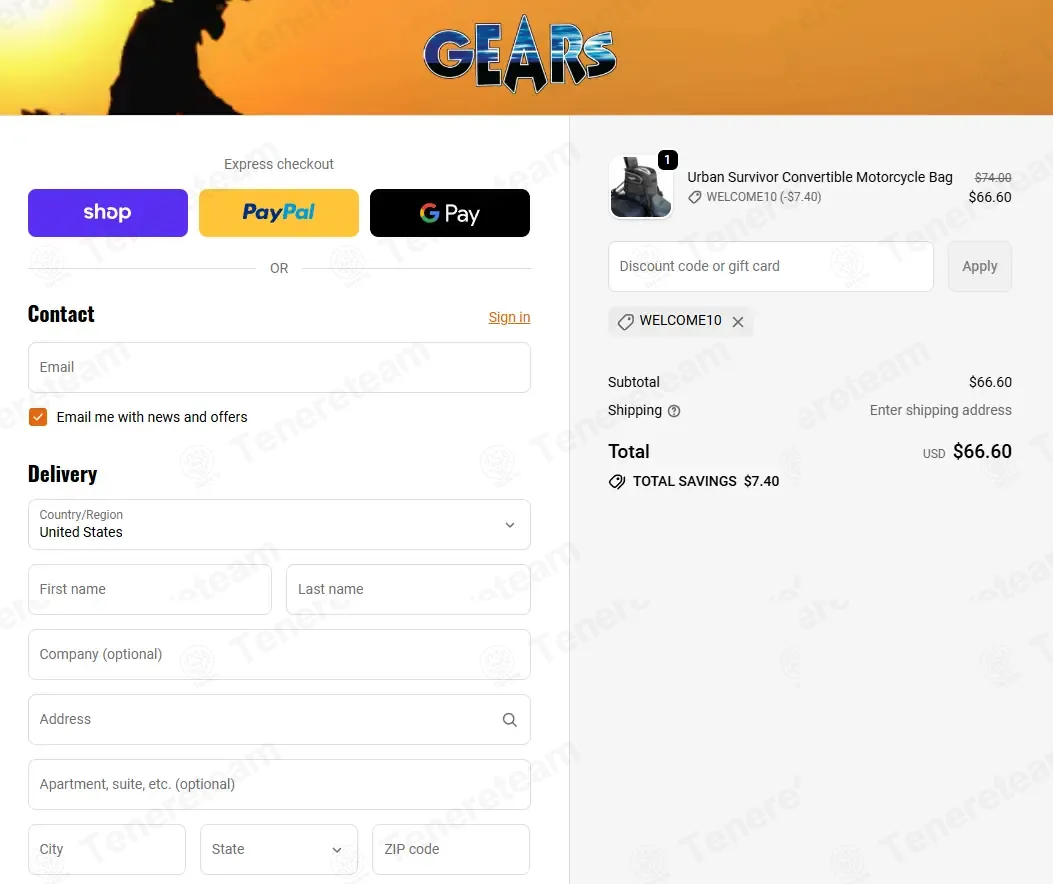 Gears Canada coupon code verified as working at checkout
