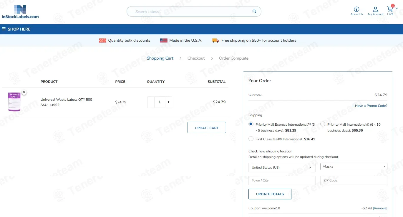 In Stock Labels coupon code: 10% off with welcome10. Tested and valid as 8 months ago.